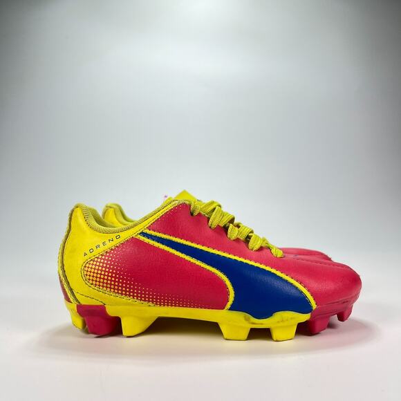 PUMA Adreno FG Junior Red Yellow Blue Kids Soccer Cleats Football Youth Size 12 - Picture 1 of 9
